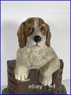 Vintage Painted Cast Iron Beagle Puppy on Gate Doorstop