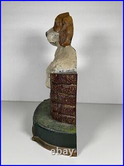Vintage Painted Cast Iron Beagle Puppy on Gate Doorstop