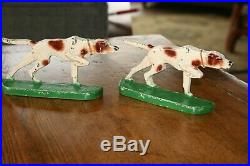 Vintage Pair Hubley Cast Iron Pointers Dogs Bookends Doorstops #303