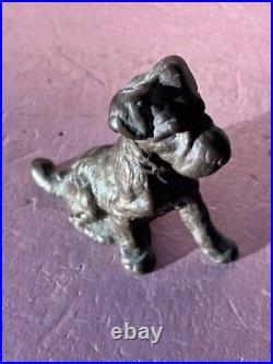 Vintage Pair of 2 Cast Iron Sitting Fox Terrier Airedale (bookends -door stop)