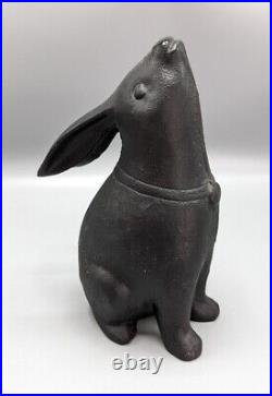 Vintage Possibly Antique Cast Iron Bunny Rabbit Doorstop Garden Figurine
