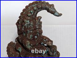 Vintage Punch & Judy Door Stops Cast Iron Large Bronze Copper Color Weathered