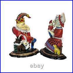 Vintage Punch & Judy Door Stops Cast Iron Some Rust From Age Pre-Owned Read