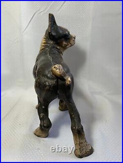 Vintage Right Facing Cast Iron Boston Terrier Dog Figure Door Stop Statue Animal