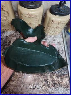 Vintage Rooster Hand Painted Cast Iron Door Stop 12 inches Tall 10 wide