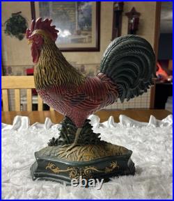 Vintage Rooster Hand Painted Cast Iron Door Stop 35x26cm Vintage Rooster Hand Painted Cast Iron Door Stop 35x26cm