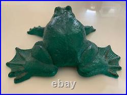 Vintage WILTON WD-9 Cast Iron Frog Webbed Feet Doorstop Rare Green Top Bottom