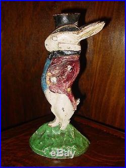 Vintage antique cast iron doorstop-finely dressed rabbit-15166