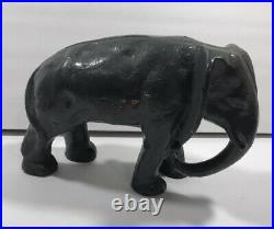 Vintage cast iron Elephant door stop Hubley Style Painted