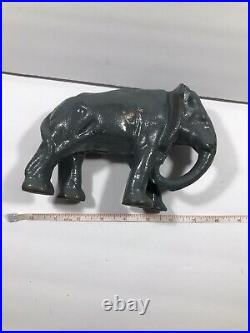 Vintage cast iron Elephant door stop Hubley Style Painted