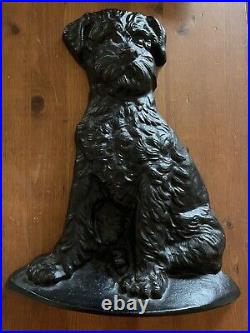 Vintage large cast iron dog terrier doorstop Iron Art Co NJ 1950's made in USA