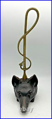 Virginia Metalcrafters Doorstop Fox Head & Whip Heavy Cast Iron & Brass 16
