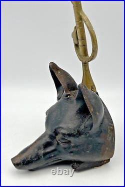 Virginia Metalcrafters Doorstop Fox Head & Whip Heavy Cast Iron & Brass 16