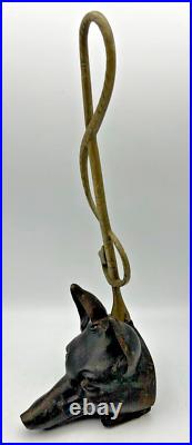 Virginia Metalcrafters Doorstop Fox Head & Whip Heavy Cast Iron & Brass 16