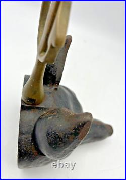 Virginia Metalcrafters Doorstop Fox Head & Whip Heavy Cast Iron & Brass 16