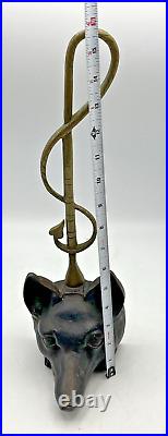 Virginia Metalcrafters Doorstop Fox Head & Whip Heavy Cast Iron & Brass 16