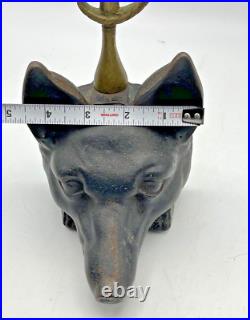 Virginia Metalcrafters Doorstop Fox Head & Whip Heavy Cast Iron & Brass 16