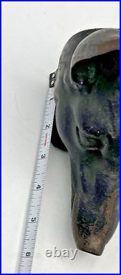 Virginia Metalcrafters Doorstop Fox Head & Whip Heavy Cast Iron & Brass 16