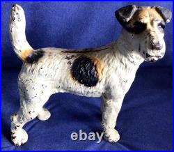Vtg 9 Hubley Cast Iron Wire Hair Fox Terrier Airedale DOG Doorstop ORIG PAINT