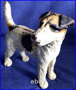 Vtg 9 Hubley Cast Iron Wire Hair Fox Terrier Airedale DOG Doorstop ORIG PAINT