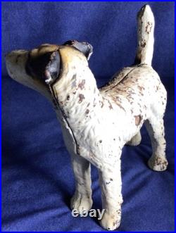 Vtg 9 Hubley Cast Iron Wire Hair Fox Terrier Airedale DOG Doorstop ORIG PAINT