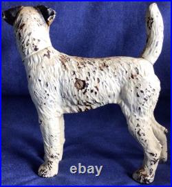 Vtg 9 Hubley Cast Iron Wire Hair Fox Terrier Airedale DOG Doorstop ORIG PAINT