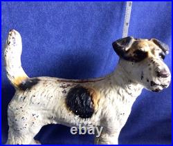 Vtg 9 Hubley Cast Iron Wire Hair Fox Terrier Airedale DOG Doorstop ORIG PAINT