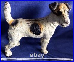 Vtg 9 Hubley Cast Iron Wire Hair Fox Terrier Airedale DOG Doorstop ORIG PAINT