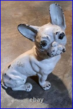 Vtg Antique Cast Iron Hubley Toy French Bulldog Dog Door Stop #304 Rare 1930s