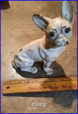 Vtg Antique Cast Iron Hubley Toy French Bulldog Dog Door Stop #304 Rare 1930s