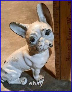 Vtg Antique Cast Iron Hubley Toy French Bulldog Dog Door Stop #304 Rare 1930s