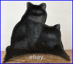 Vtg Antique Cast Iron Painted Cats Kitties Kittens Door Stop Farmhouse Decor