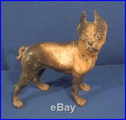 Vtg Antique Original Hubley Cast Iron Door Stop Bulldog Boston Terrier 10-3/8