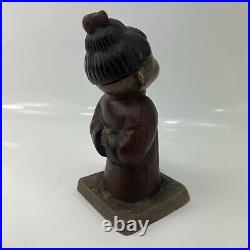 Vtg Cast Iron Asian Chinese Girl with Old Style Chinese Clothing Doorstop 7 Tall
