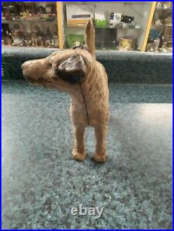 Vtg Cast Iron Hubley Dog Door Stop Wire Hair Fox Terrier Orig Paint