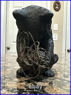 Vtg Cast Iron Playful Cat Copper Wire Ball Yarn Doorstop 3.5 lbs Kitten Sitting
