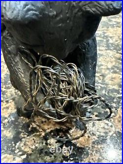 Vtg Cast Iron Playful Cat Copper Wire Ball Yarn Doorstop 3.5 lbs Kitten Sitting