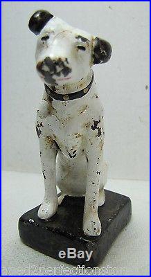 Vtg Cast Iron RCA Victor Nipper Dog Small Doorstop Lrg Paperweight Desk Art hvy