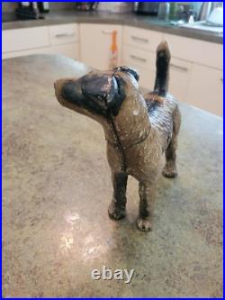 Vtg Heavy Cast Iron Original Paint Door Stop Wired Hair Terrier Dog Hubley 8.5