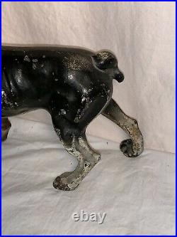 Vtg antique HUBLEY Cast Iron BOSTON TERRIER BOXER Dog Door Stop WHITE BLACK