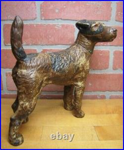 WIRE FOX TERRIER Antique Cast Iron Dog Doorstop Decorative Art Statue Head Turn