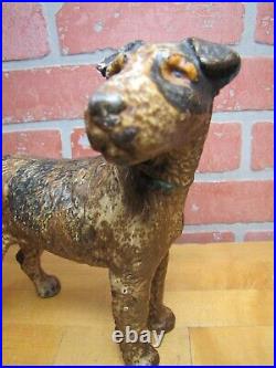WIRE FOX TERRIER Antique Cast Iron Dog Doorstop Decorative Art Statue Head Turn