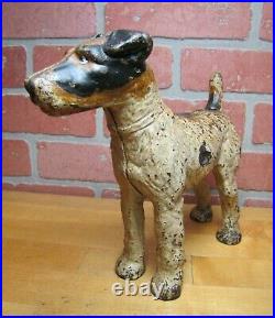 WIRE FOX TERRIER Antique Cast Iron Figural Dog Doorstop Decorative Art Statue