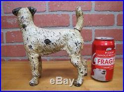 WIRE FOX TERRIER Old Cast Iron Figural Dog Doorstop Decorative Art Statue NatFnd