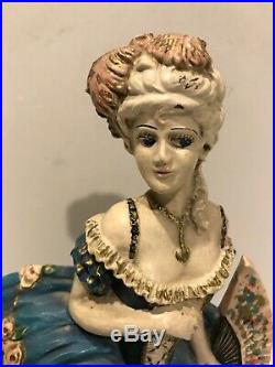 Waverly Studio Cast Iron Victorian Lady Doorstop Figure Antique FRENCH WOMAN FAN