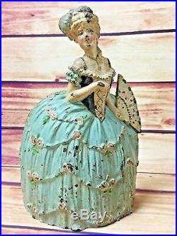 Waverly Studios Cast Iron Victorian Lady Doorstop Figure Antique Book Example