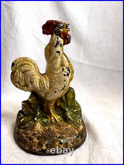 Wonderful Antique Cast Iron Chicken Hen Doorstop with Original Paint Primitive