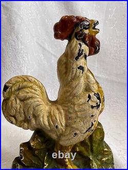 Wonderful Antique Cast Iron Chicken Hen Doorstop with Original Paint Primitive