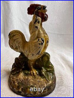 Wonderful Antique Cast Iron Chicken Hen Doorstop with Original Paint Primitive