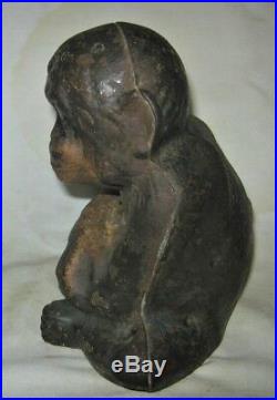 XXX Rare! Antique USA Cast Iron Monkey Art Statue Sculpture Hubley Doorstop Us
